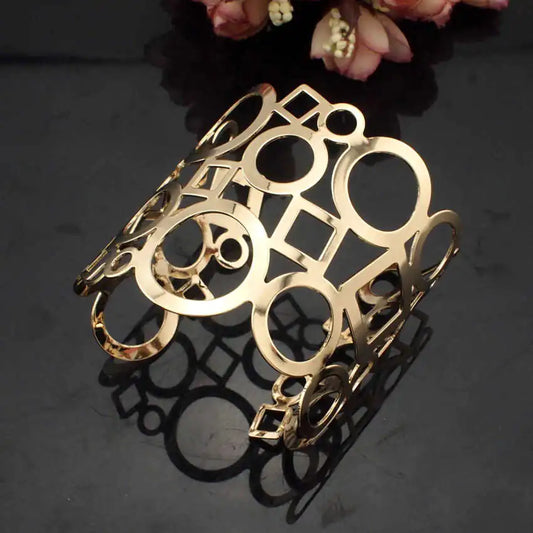 Exaggerated Hollow Bangle with Geometric Patterns
