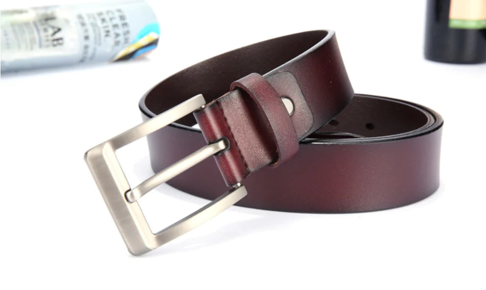 Genuine Leather Belt with Pin Buckle