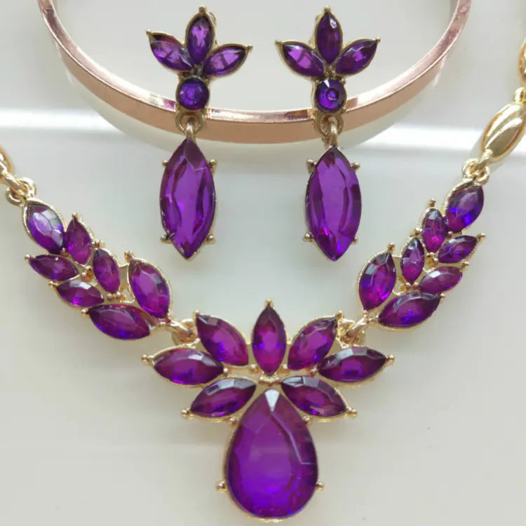 Earring and Necklace Set with Crystal Jewelry
