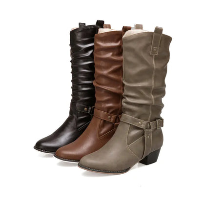 Retro British Style High Heel Martin Boots for Women