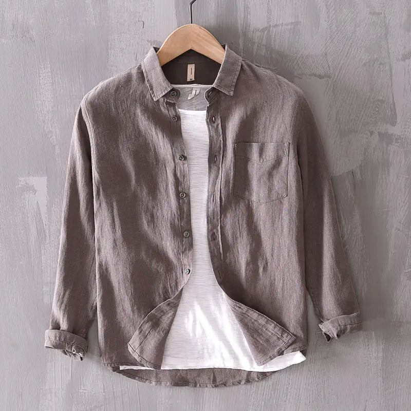 Men's Casual Loose Linen Long Sleeve Shirt