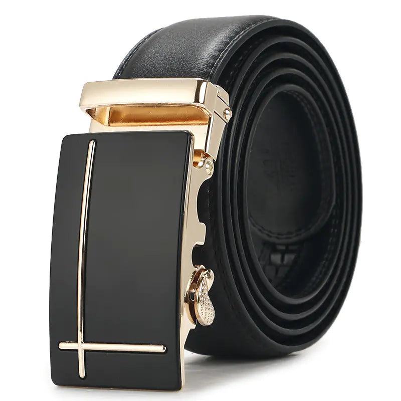 Genuine Leather Automatic Buckle Belt for Men