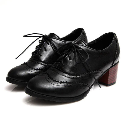 Plus Size Lace-Up Mid Heels with Hollow Design Z52