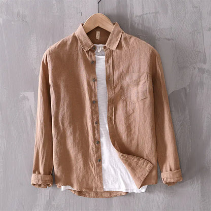 Men's Casual Loose Linen Long Sleeve Shirt