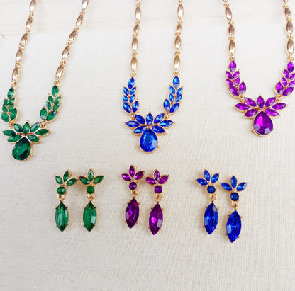 Earring and Necklace Set with Crystal Jewelry