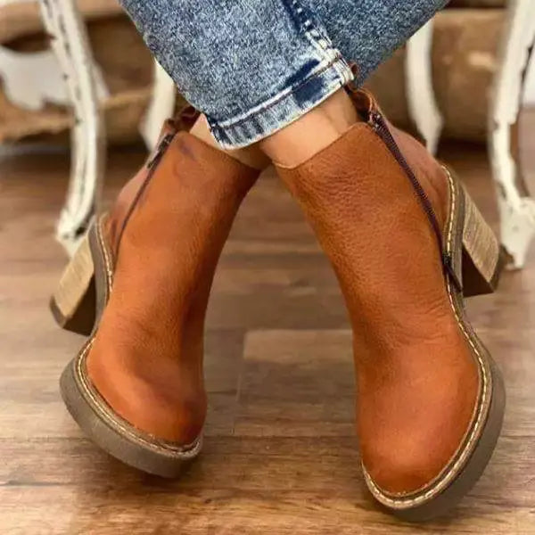 Stylish Women's Leather Ankle Boots