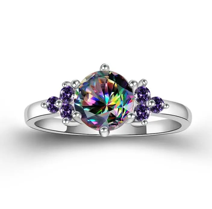 Colorful Zircon Ring, Diamond Engagement Ring
