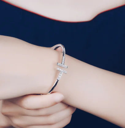 SHINETUNG S925 Fashion Bracelet & Double T Bangle