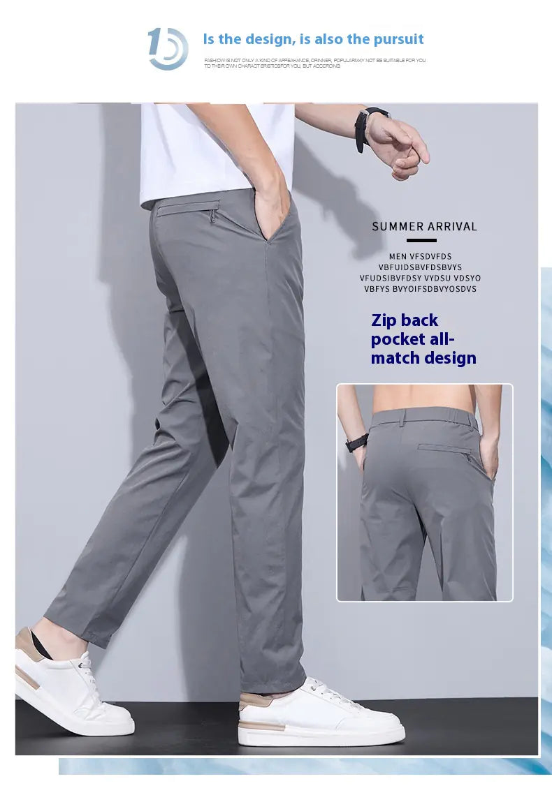 Ice Silk Casual Pants Men's Thin Trendy Trousers
