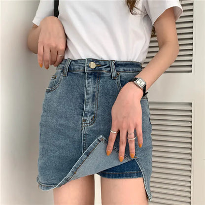 Vintage High-Waisted Denim Skirt and Pant Skirt