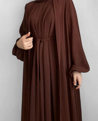 Women's Open Abaya Kimono Dress Set (3 Pieces)