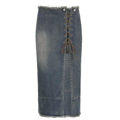 Women's Denim Skirt with Street Fashion Belt