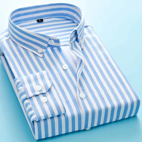 Men's Long Sleeve Striped Dress Shirt (Business Attire)