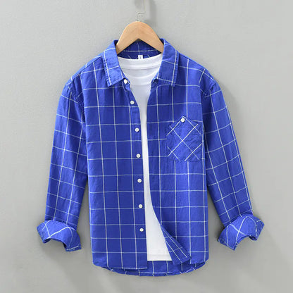 Men's Casual Loose Long Sleeve Cotton Linen Shirt