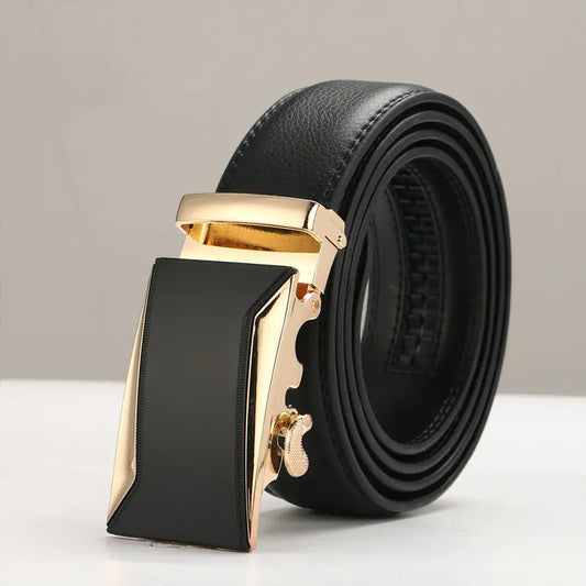 Genuine Leather Men's Belt with Automatic Buckle