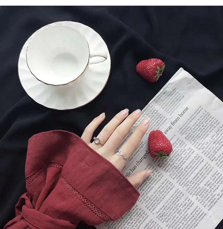 Open Diamond Ring, Geometric Polygon Ring, Triangle Square Ring
