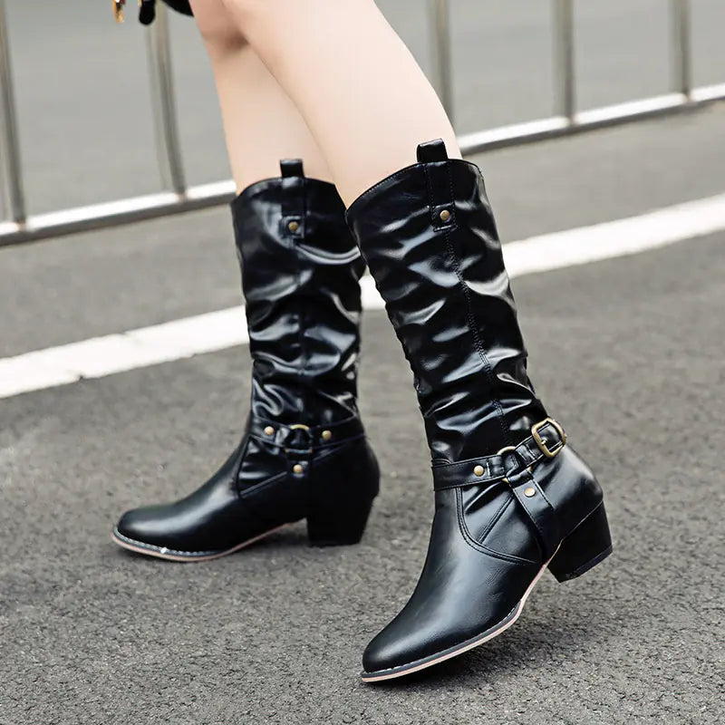Retro British Style High Heel Martin Boots for Women
