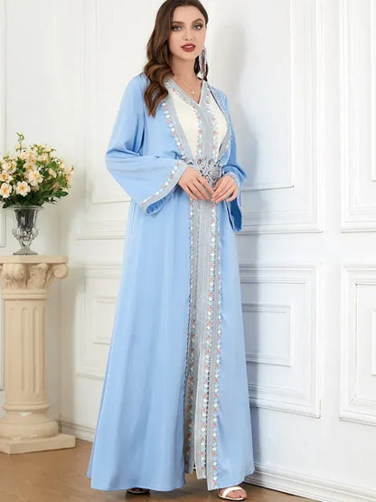 Abaya Dress 2 Piece Set with Embroidery