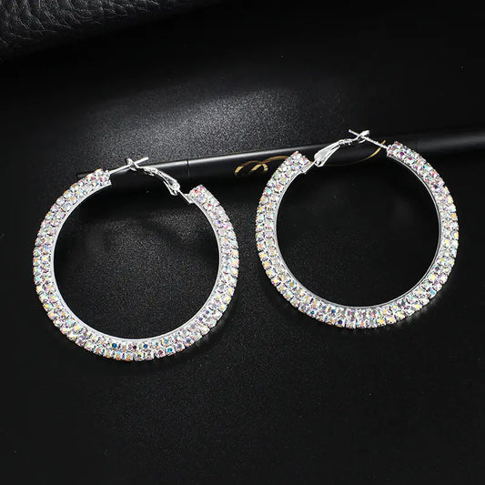Luxury Round Crystal Hoop Earrings for Women