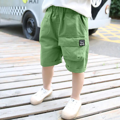 Solid Color Boy's Loose Cropped Cargo Trousers