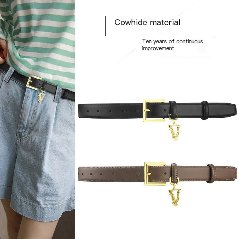 Women's Leather Belt with Minimalist Design