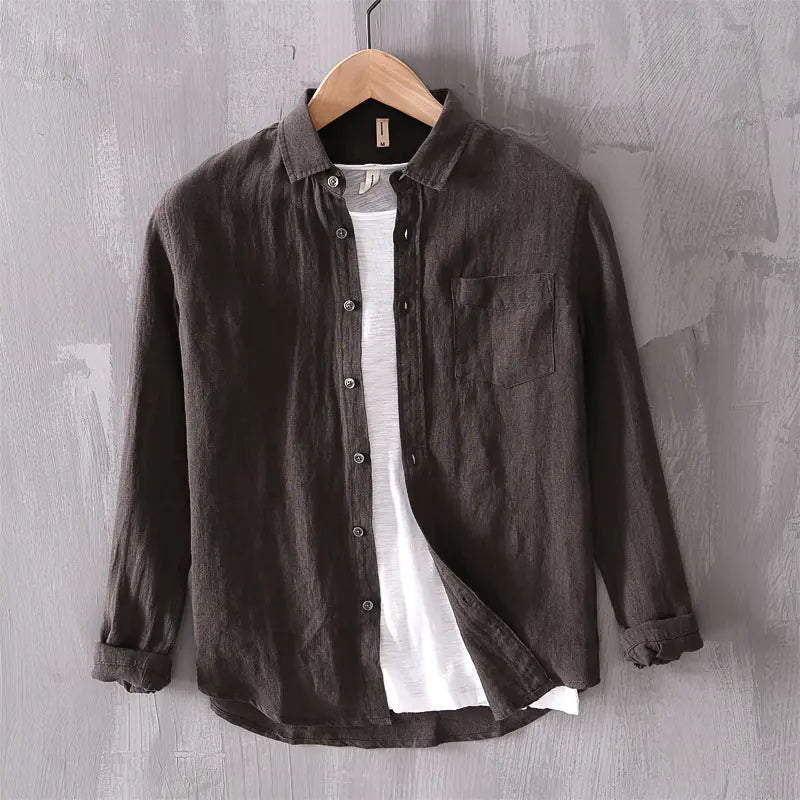 Men's Casual Loose Linen Long Sleeve Shirt