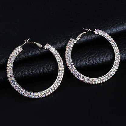 Luxury Round Crystal Hoop Earrings for Women