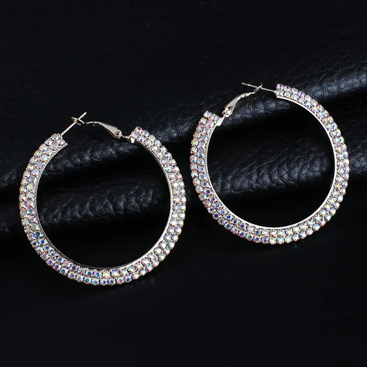 Luxury Round Crystal Hoop Earrings for Women