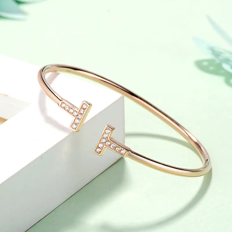 SHINETUNG S925 Fashion Bracelet & Double T Bangle