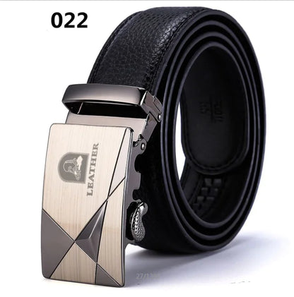 Men's Smooth Automatic Buckle Genuine Leather Belt