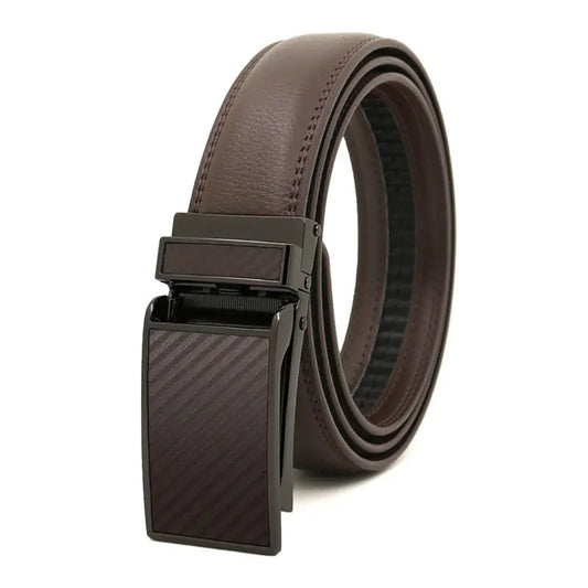 Men's Automatic Buckle Leather Belt - Genuine Cowhide