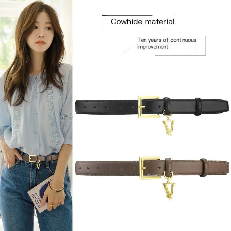 Women's Leather Belt with Minimalist Design