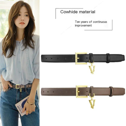 Women's Leather Belt with Minimalist Design