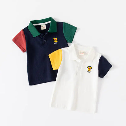 Boys' Short Sleeve Polo T-Shirt - Color Block Casual Wear