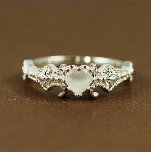 New Floral Opal Heart Ring, Stylish Engagement Ring