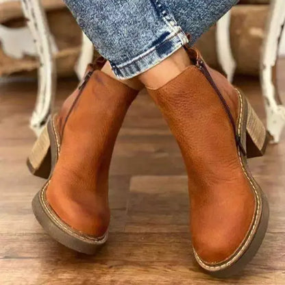 Stylish Women's Leather Ankle Boots