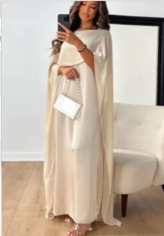 Elegant Satin Abaya and Mesh Dress (One Piece)