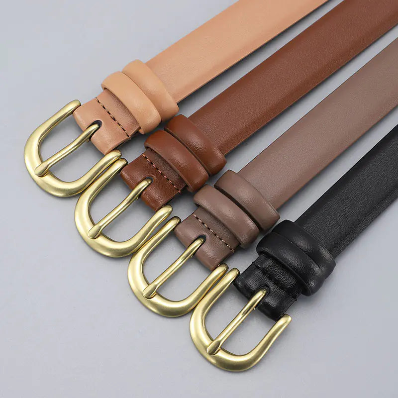 Vintage Half-Circle Buckle Women's Leather Belt