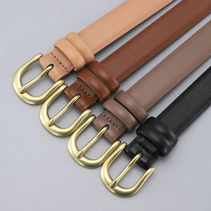 Vintage Half-Circle Buckle Women's Leather Belt