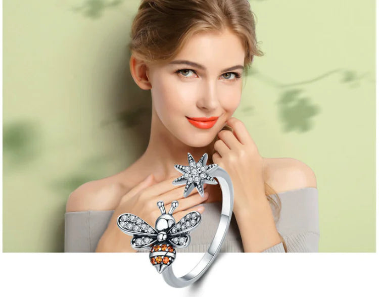 Bee Open Ring, Adjustable Bee Ring Jewelry