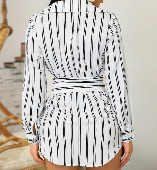 Striped Casual Long Sleeve Shirt and Dress