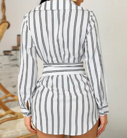 Striped Casual Long Sleeve Shirt and Dress