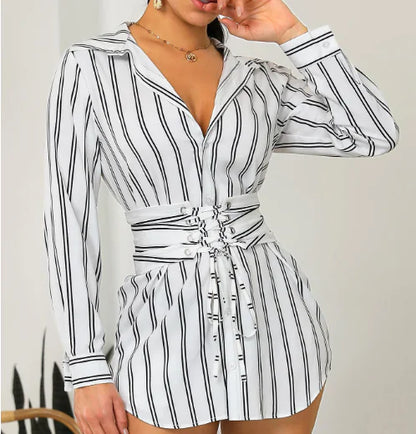 Striped Casual Long Sleeve Shirt and Dress