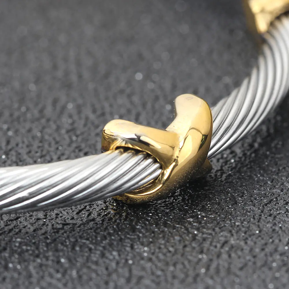 Adjustable Wire Bangle with Twisted Design Bracelet