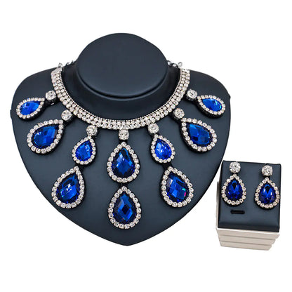 Colorful Exaggerated Bridal Necklace and Earring Set