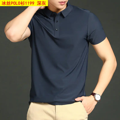 Men's Summer Loose Fit Ice Silk Polo Shirt