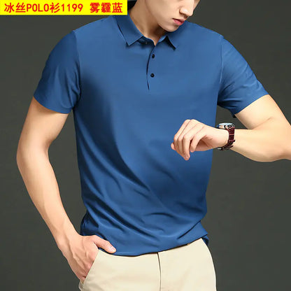 Men's Summer Loose Fit Ice Silk Polo Shirt