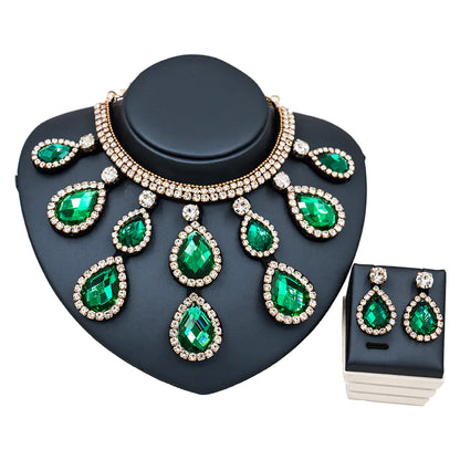 Colorful Exaggerated Bridal Necklace and Earring Set