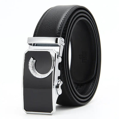 Genuine Leather Automatic Buckle Belt for Men