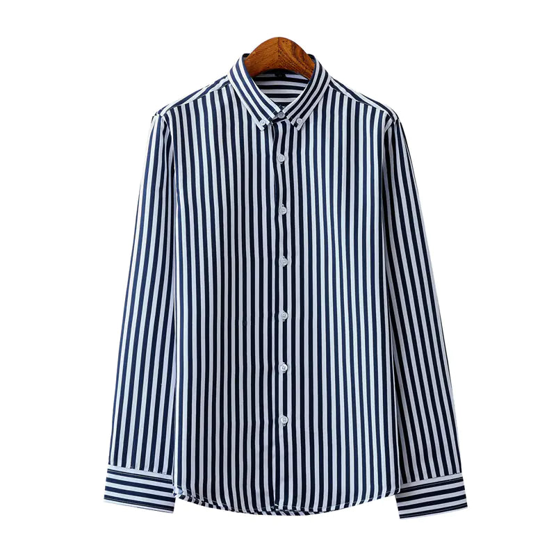 Men's Long Sleeve Striped Dress Shirt (Business Attire)